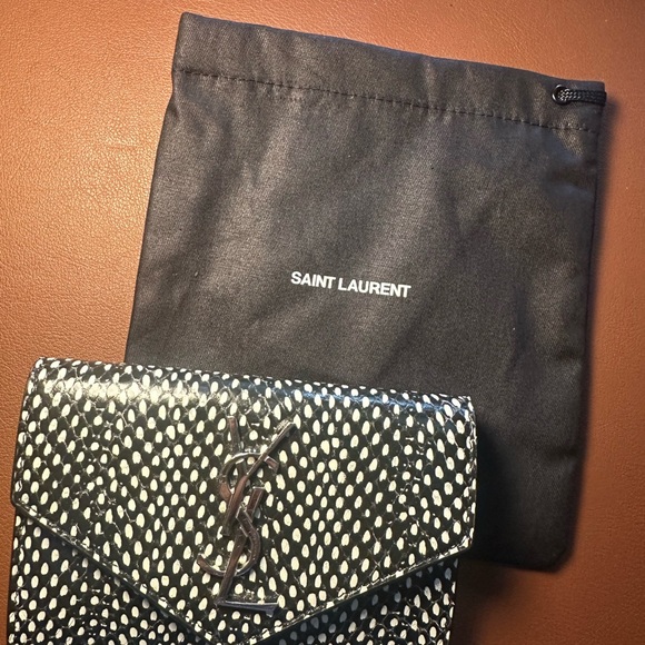YSL Cassandre Small Python Embossed Leather Envelope Wallet - Picture 1 of 11